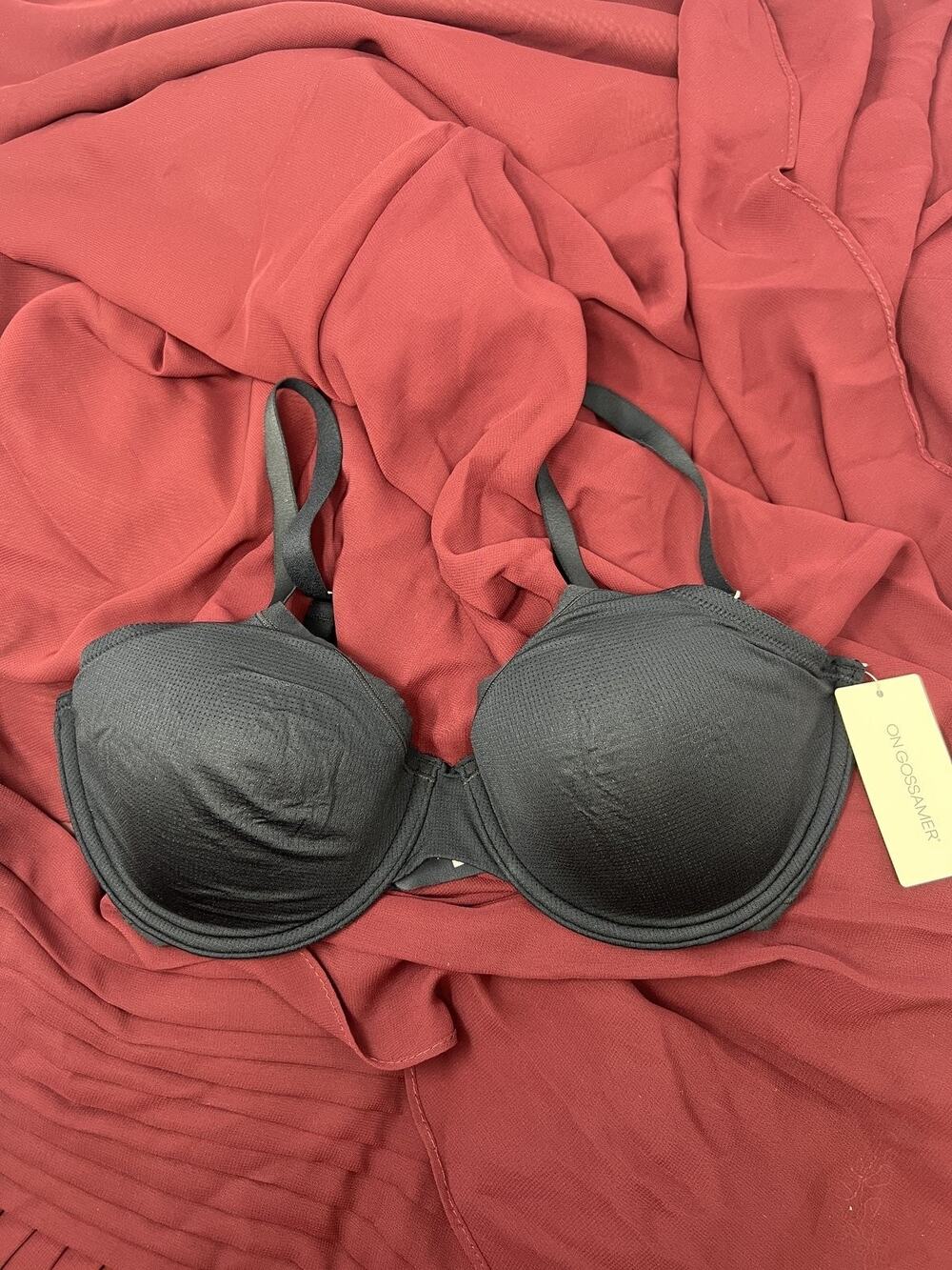On Gossamer NWT US 34D Black G3240 Dot Micro Half Cup Demi Underwire Bra